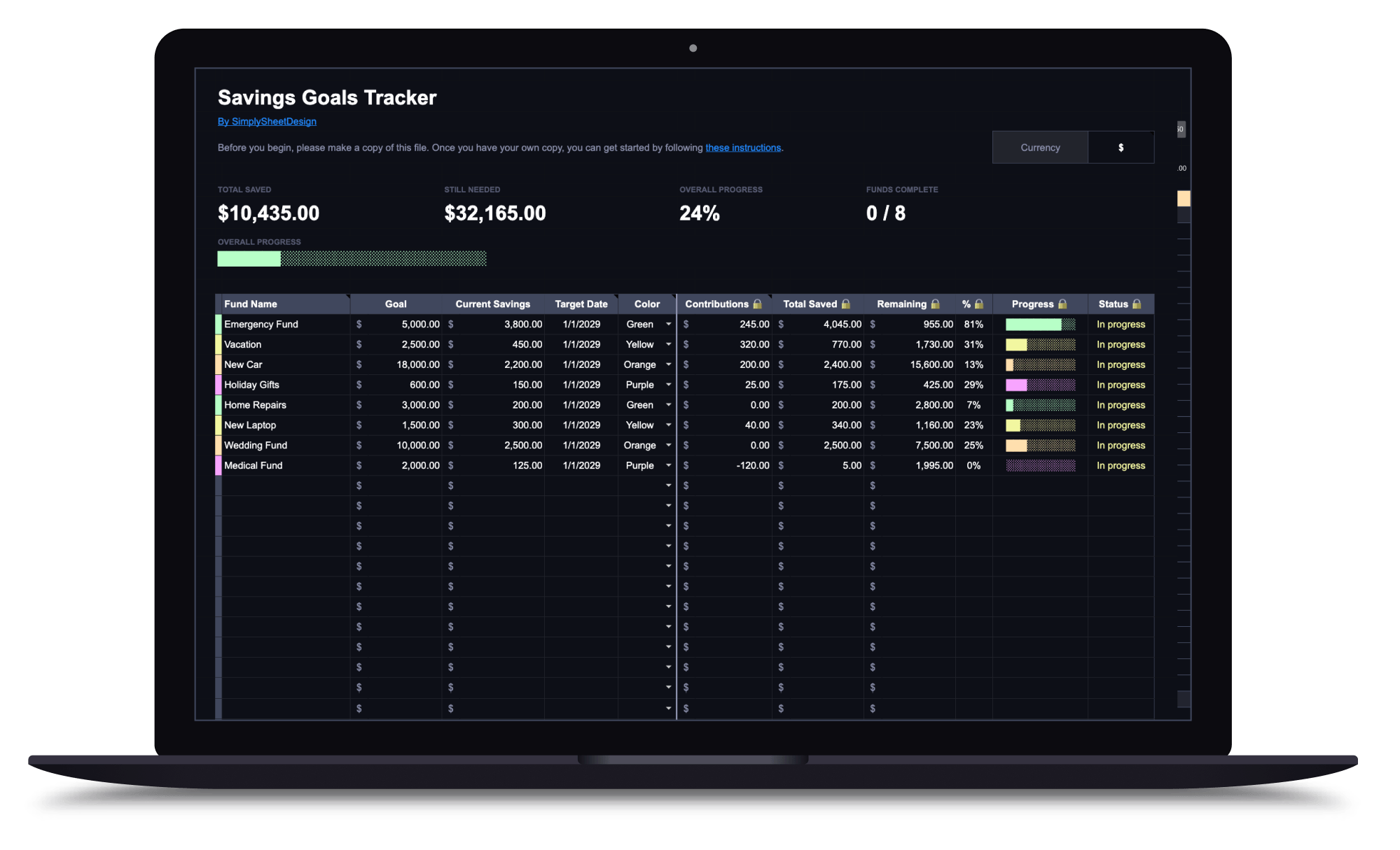 Savings Goals Tracker preview